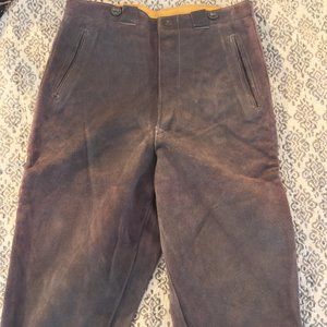 Calf-length GRAY suede long LEDERHOSEN (XS woman or child) from Germany
